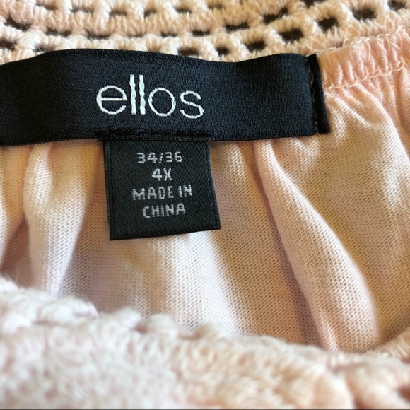 Ellos Pink Short Sleeve Crochet Peasant Top 4X - Picture 3 of 3